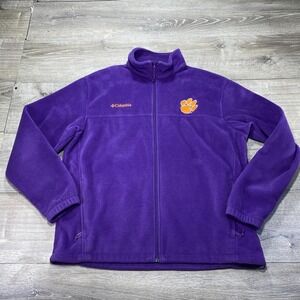 Clemson Tigers Jacket Mens XL Purple NCAA Football Full Zip Fleece Embroidered